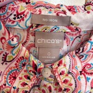 Chico's Paisley Linen Tunic 3/4 sleeve